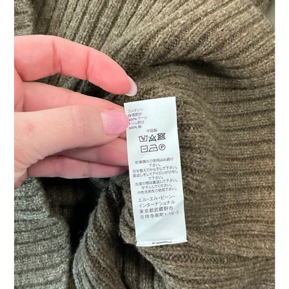 L.L.Bean Commando Sweater Mens Large Brown Wool Merino Rib Shoulder Elbow Patch - Picture 10 of 13